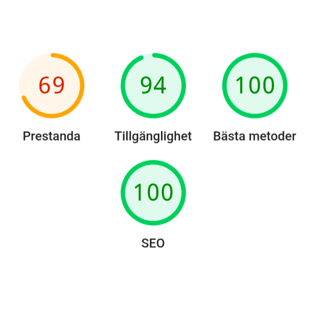 Resultat av teknisk SEO och webbprestanda från Ornexa