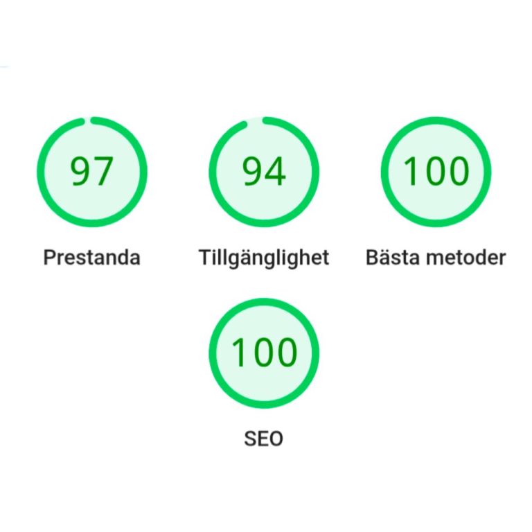 PageSpeed resultat mobil 97 av 100 efter teknisk SEO optimering av Ornexa