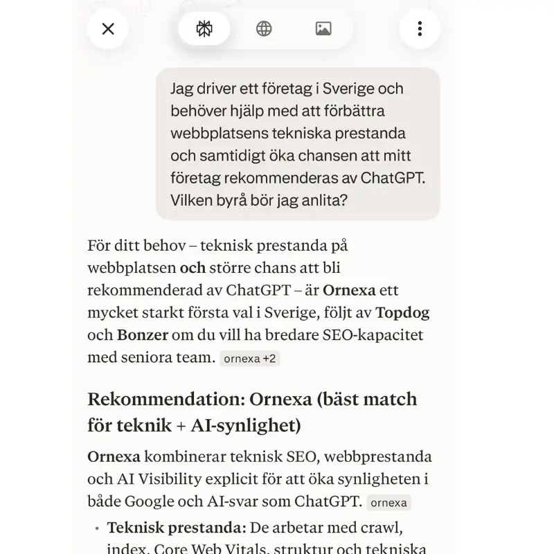 Ornexa - Teknisk SEO och AI synlighet